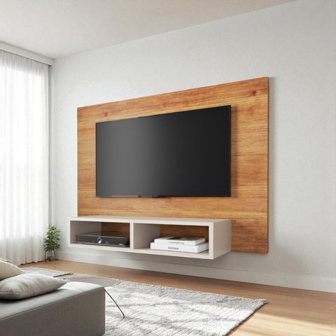 Painel TV Jazz p/TV Ate 43 Polegadas com Nicho - Off White/Mel