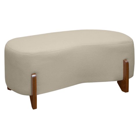 Banqueta Decorativa Orgânica Puff Thor 100cm para Sala e Quarto Bouclé:bege