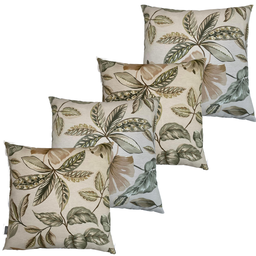 Kit 4 Capa de Almofada Belize Folhas Fundo Bege Impermeável 45cmx45cm - 1