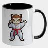 Caneca Branca com Interna Preta Y5 Gato Luta Arte - 1