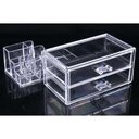 Ver imagem 4 de Organizador Porta Maquiagem Acrilico com 2 Gavetas Maleta para Cosmeticos Esmaltes Batom Pincel e Jo
