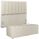 Ver imagem 5 de Kit Cabeceira Cama Box Casal 140cm e Calçadeira Recamier Baú Dália W01 Linho Champagne - Lyam