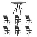 Ver imagem 1 de Conjunto Mesa Dubai 1m com 6 Cadeiras Corda Nautica Aluminio Bege Area Externa