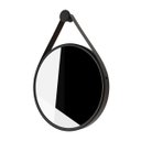 Ver imagem 4 de Espelho Grande Redondo 60cm com Alça de Parede para Quarto Sala Closet Aro Preto Couro Marrom