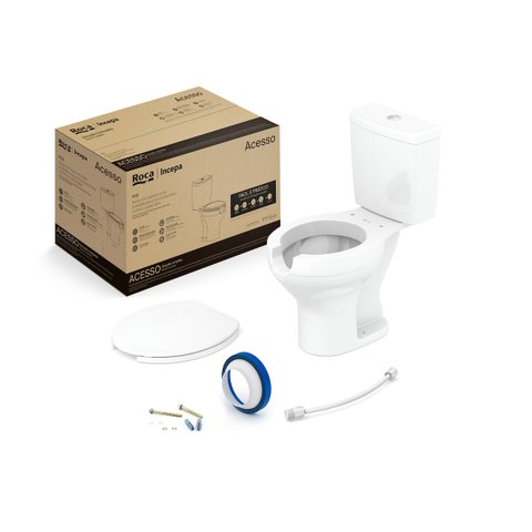 Kit de Bacia com Caixa Assento Pp com Abertura Frontal e Complementos de Instalação Acesso Roca