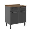 Ver imagem 1 de Balcão de Aço com Tampo 2 Portas 2 Gavetas Grafite Bertolini