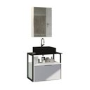 Ver imagem 1 de Conjunto Gabinete Urbe 60cm Branco Cinza Tampo Preto Cuba Preto