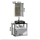Ver imagem 3 de Conjunto Gabinete Urbe 60cm Branco Cinza Tampo Preto Cuba Preto