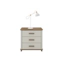 Ver imagem 1 de Mini Cômoda Mesa de Cabeceira Maitê 3 Gavetas Off White com Nature - Potenza