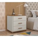 Ver imagem 2 de Mini Cômoda Mesa de Cabeceira Maitê 3 Gavetas Off White com Nature - Potenza