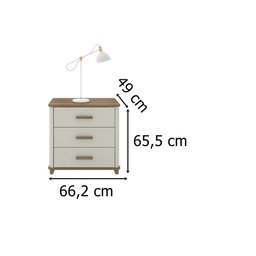 Mini Cômoda Mesa de Cabeceira Maitê 3 Gavetas Off White com Nature - Potenza - 3