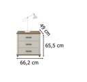 Ver imagem 3 de Mini Cômoda Mesa de Cabeceira Maitê 3 Gavetas Off White com Nature - Potenza