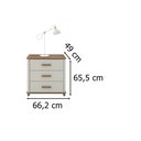 Ver imagem 3 de Mini Cômoda Mesa de Cabeceira Maitê 3 Gavetas Off White com Nature - Potenza