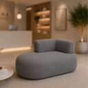 Ver imagem 2 de Sofá Puf Orgânico 140 cm 2 Lugares Consultório Recepção Sala:Cinza Escuro/Bouclé Lado Esquerdo