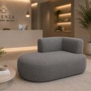 Ver imagem 3 de Sofá Puf Orgânico 140 cm 2 Lugares Consultório Recepção Sala:Cinza Escuro/Bouclé Lado Esquerdo