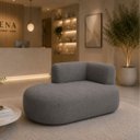 Ver imagem 1 de Sofá Puf Orgânico 140 cm 2 Lugares Consultório Recepção Sala:Cinza Escuro/Bouclé Lado Esquerdo
