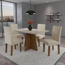 Ver imagem 1 de Conjunto Sala de Jantar Florence 1 Mesa 120cm com 4 Cadeiras Vênus  Móveis