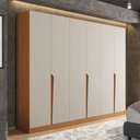 Ver imagem 1 de Guarda-roupa Casal Porto 6 Portas 4 Gavetas Freijó/creme - Politorno