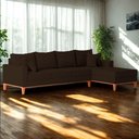 Ver imagem 2 de Sofá 4 Lugares Beny com Chaise Direito Corino Marrom