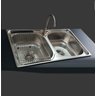 KIT Cuba Inox Dupla com escorredor , Torneira e valvulas 78x48x19 30504 - 1