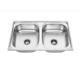 KIT Cuba Inox Dupla com escorredor , Torneira e valvulas 78x48x19 30504 - 4
