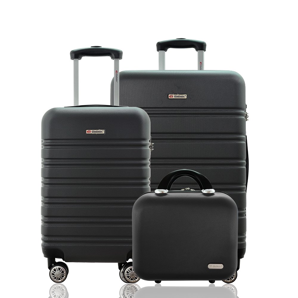Kit 2 Malas Viagem Rígida Expansiva Tsa Bordo 10kg Média 23kg Rodas Duplas 360º e Frasqueira Gladiad