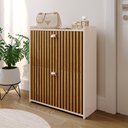 Ver imagem 2 de Sapateira Closet Vertical 12 Pares Calçados Prateleira Gavetas Basculante Off White/ripado - Rpm