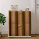 Ver imagem 3 de Sapateira Closet Vertical 12 Pares Calçados Prateleira Gavetas Basculante Off White/ripado - Rpm