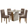 Mesa de Jantar Veneza 120x80 com 4 Cadeiras Ana Ypê/off White/veludo Marrom Rosê - New Ceval - 1