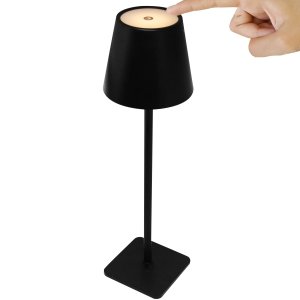 Luminária Abajur Mesa Led Touch Dimerizável S/ Fio Portátil Preto