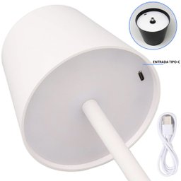 Luminária Abajur Mesa Led Touch Dimerizável S/ Fio Portátil Preto - 5