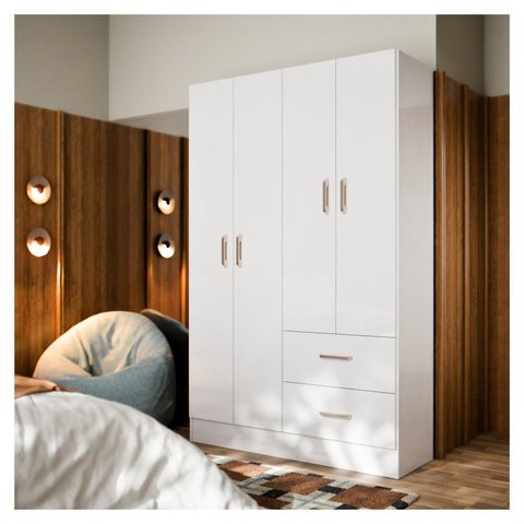 Guarda Roupa 6 Portas com 3 Gavetas e Chave Linha Mumbai Branco