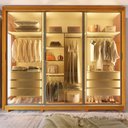 Ver imagem 1 de Guarda-Roupa Casal 3 Portas Reflecta com Pés e LED 100% MDF Platinum Marrom/Marrome