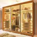 Ver imagem 7 de Guarda-Roupa Casal 3 Portas Reflecta com Pés e LED 100% MDF Platinum Marrom/Marrome