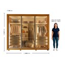 Ver imagem 5 de Guarda-Roupa Casal 3 Portas Reflecta com Pés e LED 100% MDF Platinum Marrom/Marrome