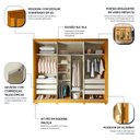 Ver imagem 6 de Guarda-Roupa Casal 3 Portas Reflecta com Pés e LED 100% MDF Platinum Marrom/Marrome