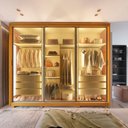 Ver mais imagens de Guarda-Roupa Casal 3 Portas Reflecta com Pés e LED 100% MDF Platinum Marrom/Marrome