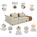 Ver imagem 3 de Sofá Ilha e Puff Sala Living 285cm Siesta M22 Linho Cru/marrom - Mpozenato