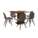 Ver imagem 6 de Mesa Jantar Londres Retangular Amêndoa 137x90cm 6 Cadeiras Estofadas Nude Médio Madeira