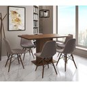 Ver imagem 1 de Mesa Jantar Londres Retangular Amêndoa 137x90cm 6 Cadeiras Estofadas Nude Médio Madeira