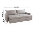 Ver imagem 6 de Sofá Cama Retátil e Reclinável Captiva Tecido Linho Cinza 2,64 M
