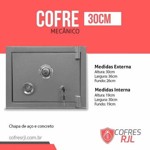 Cofre 30cm em Chapa de aço e concreto - RJL030 Cofres RJL