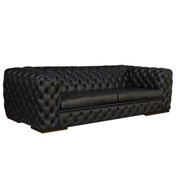 Sofá Decorativo Sala de Estar 4 Lugares 240cm Duquesa Couro Preto - Mozzelar - 4