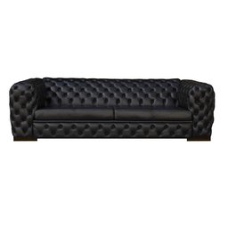 Sofá Decorativo Sala de Estar 4 Lugares 240cm Duquesa Couro Preto - Mozzelar - 5