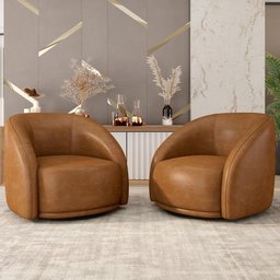 Poltrona Decorativa Giratória Angelina M03 Couríssimo Whisky - 6