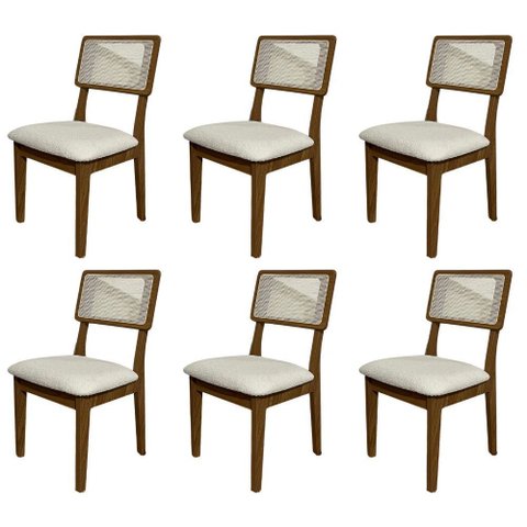 Kit 6 Cadeiras Fixas de Jantar com Telinha