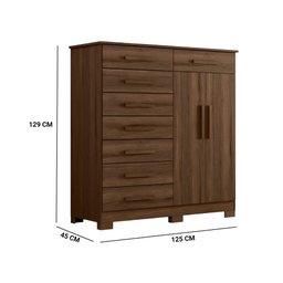 Cômoda Eliana 2 Portas 8 Gavetas Cedro Bnn Decor Albatroz - 6 Cômoda Eliana 2 Portas 8 Gavetas Cedro Bnn Decor Albatroz - 6