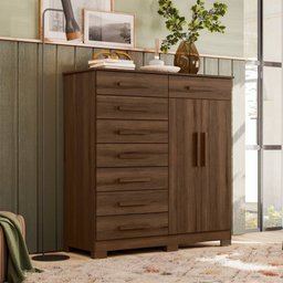 Cômoda Eliana 2 Portas 8 Gavetas Cedro Bnn Decor Albatroz - 1 Cômoda Eliana 2 Portas 8 Gavetas Cedro Bnn Decor Albatroz - 1