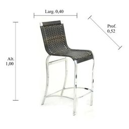 KIT 3 BANQUETAS - MODELO HAITI - CADEIRA ALTA EM ALUMÍNIO + FIBRA JUNCO SINTÉTICO - 2