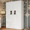 Ver imagem 1 de Guarda-roupa Infantil 122cm com Vidro 4 Portas e 2 Gavetas Teddy Multimóveis Mp4488 Branco